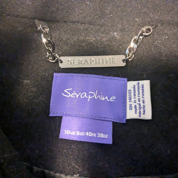 Seraphine Clarence Black Maternity Wrap Wool/Cashmere Blend Coat 6 (flexible) - Picture 4 of 5